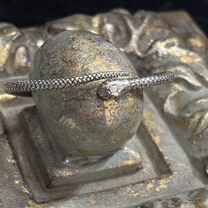 Sterling Silver Snake Bracelet with 18K gold eyes